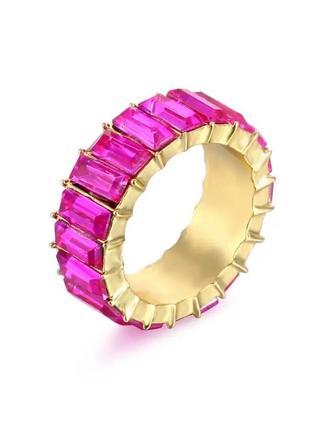 Очень красивое новое кольцо с камешками фиолетового, темно-розового цвета, бижутерия