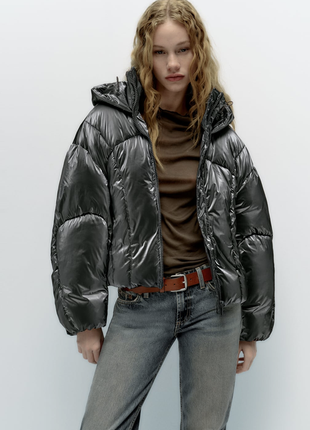 Металлизированная куртка oversize от zara3 фото