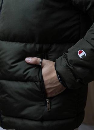 Куртка зимняя champion черного цвета и хаки9 фото