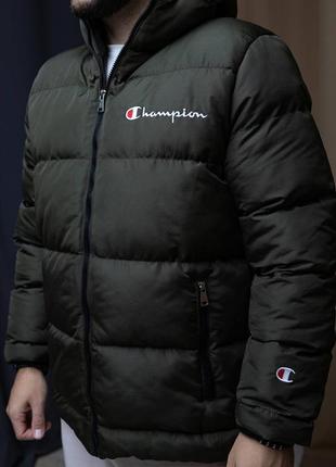 Куртка зимняя champion черного цвета и хаки10 фото