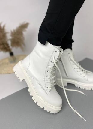 Базовые белькие ботинки, ничего лишнего зима ❄️натуральная кожа