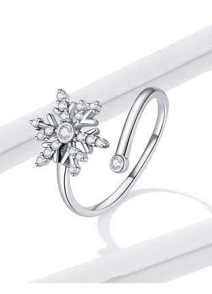 Серебряное кольцо "снежинка"3 фото