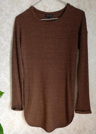 Подовжений лонгслів в рубчик від бренду topshop