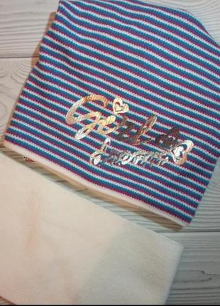 Шапка, шарф на флисе для девочек распродаж grans