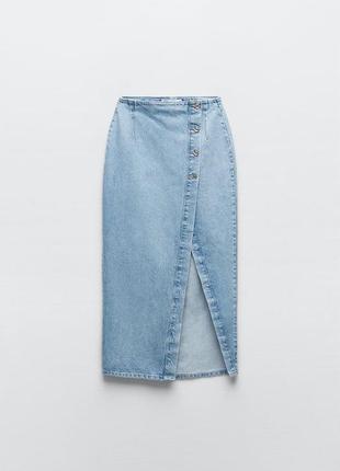 Denim midi skirt (джинсовая меди юбка zara)6 фото