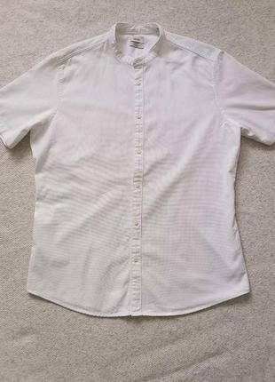 Стильная мужская рубашка на стойку и короткий рукав под вышиванку esprit