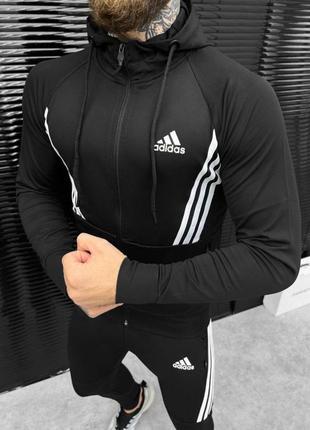 Топовый мужской спортивный костюм соп худи на молнии и штаны качественный комплект осенний с вышивкой в стиле адедас adidas