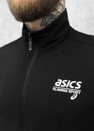 Спортивний якісний чоловічий комплект в стилі асікс asics костюм зіп кофта мастерка і штани осінній приталений3 фото