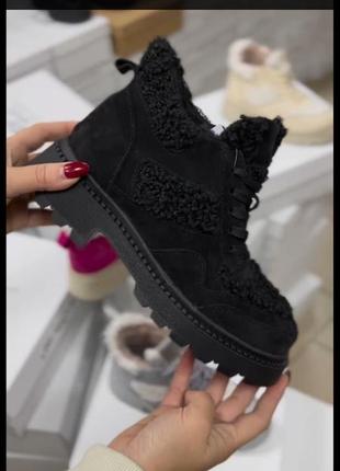 Ботинки замшевые, кожаные серые, черные на платформе, демисезонные, зимние4 фото