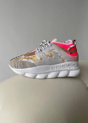 Кроссовки женские versace chain react pink