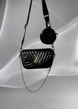 Женская сумка премиум кожа бренда louis vuitton  брендована фурнитура черного цвета луи виттон2 фото