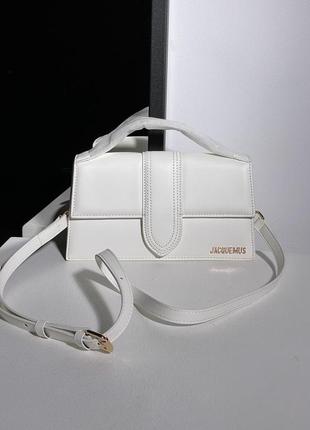 Женская сумка премиум белая кожа jacquemus с ручкой топ подарок праздник2 фото