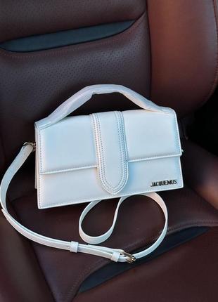 Женская сумка премиум белая кожа jacquemus с ручкой топ подарок праздник8 фото