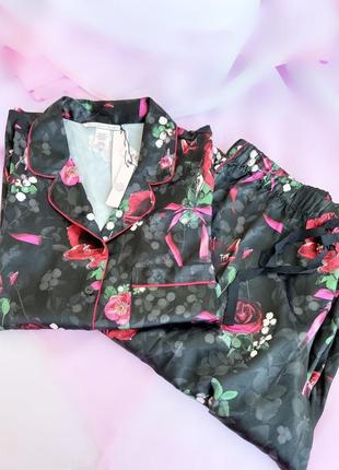 Сатиновая пижама виктория секрет satin long pajama set