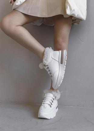 Ботинки molka белые на шнуровке стильные кожаные 1524ц
