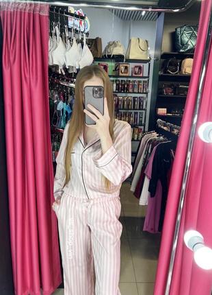 Сатиновая пижама виктория секрет satin long pajama set