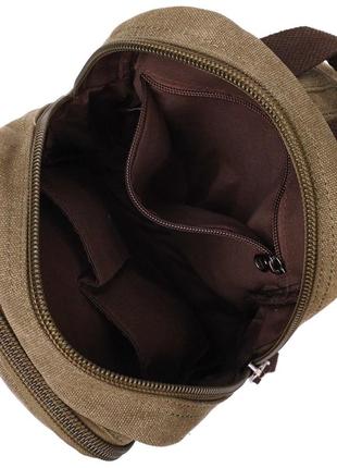 Сумка-рюкзак в стиле милитари с двумя отделениями из плотного текстиля vintage 22163 оливковый4 фото