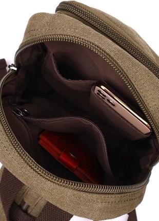 Сумка-рюкзак в стиле милитари с двумя отделениями из плотного текстиля vintage 22163 оливковый5 фото