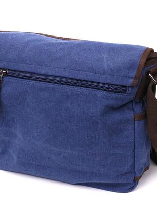 Мужская сумка через плечо для ноутбука 13" из плотного текстиля vintage 22203 синий2 фото