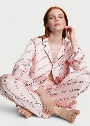 Сатинова піжама вікторія сікрет satin long pajama set