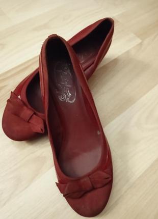 Туфлі замшеві вишневі балетки сандалі жіночі женские 36розмір