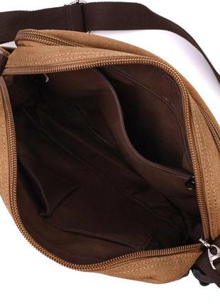 Вместительная мужская сумка мессенджер из плотного текстиля vintage 22205 коричневый5 фото