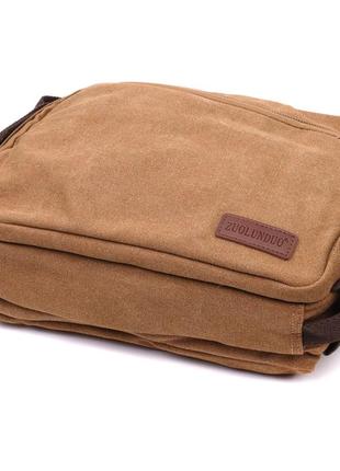Вместительная мужская сумка мессенджер из плотного текстиля vintage 22205 коричневый3 фото