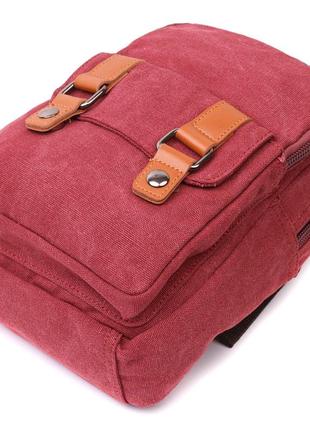 Надежная сумка-рюкзак с двумя отделениями из плотного текстиля vintage 22164 бордовый3 фото