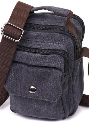 Компактная мужская сумка из плотного текстиля vintage 22218 черный