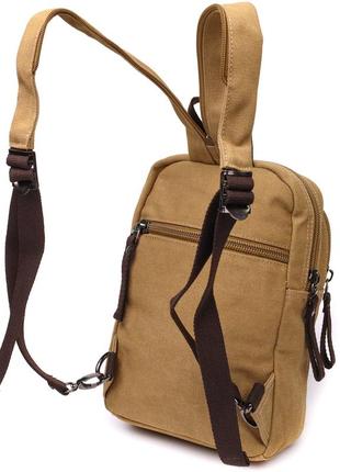 Зручна сумка-рюкзак у стилі мілітарі з двома відділеннями зі щільного текстилю vintage 22166 пісочний2 фото