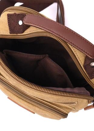 Вертикальная сумка для мужчин из текстиля vintage 22239 песочный4 фото