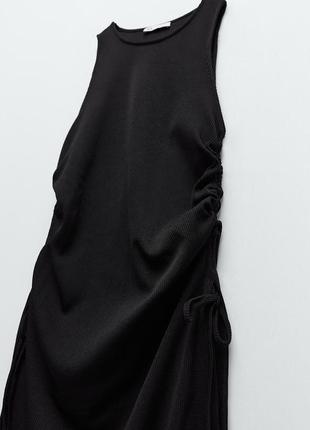 Чорна сукня-туніка в рубчик від zara3 фото