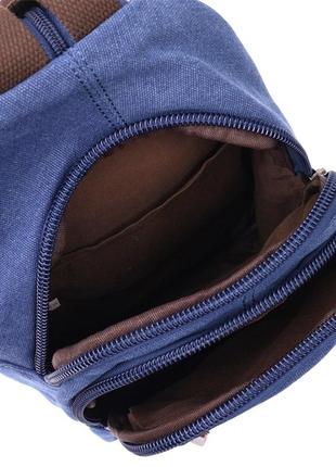 Удобная сумка для мужчин через плечо с уплотненной спинкой vintagе 22176 синий4 фото