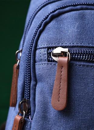 Удобная сумка для мужчин через плечо с уплотненной спинкой vintagе 22176 синий9 фото