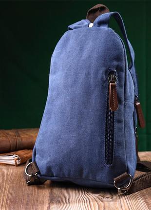 Удобная сумка для мужчин через плечо с уплотненной спинкой vintagе 22176 синий8 фото