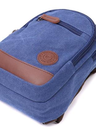 Удобная сумка для мужчин через плечо с уплотненной спинкой vintagе 22176 синий3 фото