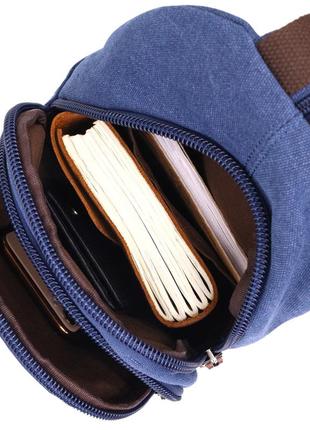 Удобная сумка для мужчин через плечо с уплотненной спинкой vintagе 22176 синий5 фото