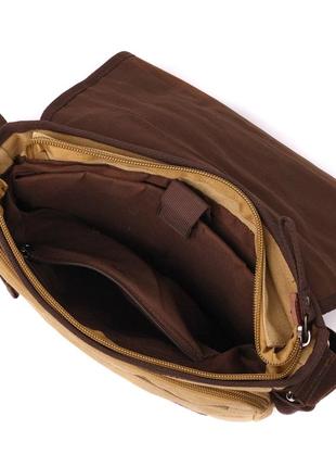 Практична сумка через плече для ноутбука 13" зі щільного текстилю vintage 22202 пісочний4 фото