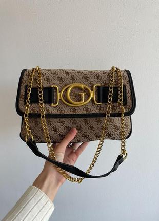 Сумка 👜 guess aileen crossbody brown/black2 фото