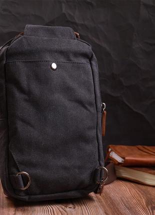Оригинальная мужская сумка через плечо из плотного текстиля vintage 22192 черный8 фото