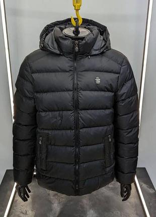 Куртка в стиле billionaire с капюшоном черная зима