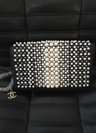 Кожаная сумочка клатч в стиле chanel в наличии