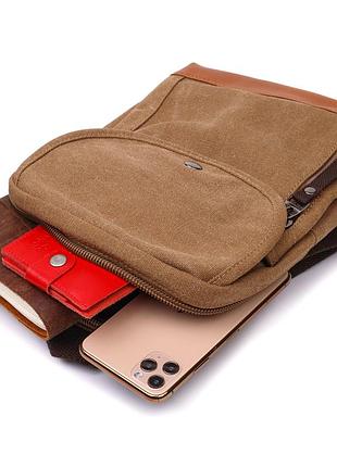 Практичный рюкзак для мужчин из плотного текстиля vintage 22183 коричневый