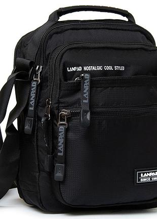 Тканевая мужская сумка на плечо lanpad черная