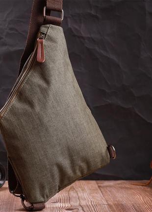 Удобная сумка через плечо для мужчин из текстиля vintage 22197 оливковый8 фото
