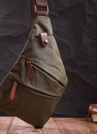 Удобная сумка через плечо для мужчин из текстиля vintage 22197 оливковый7 фото