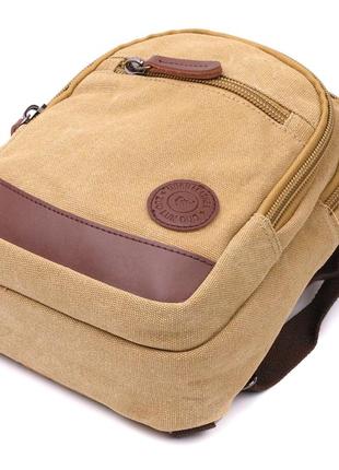 Надійна сумка для чоловіків через плече з ущільненою спинкою vintage 22178 пісочний3 фото