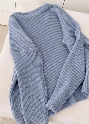 Жіночий теплий в'язаний светр зі спущеною лінією плеча розмір 42-46