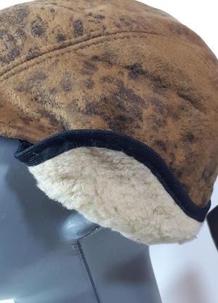 Кепка 12.25.07 зимняя. коричневый пятнистый велюр с меховой подкладкой и затыльником.4 фото