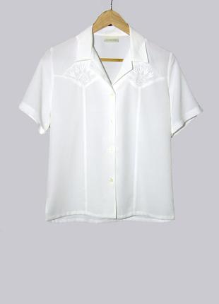 Белоснежная блуза с вышивкой из плотного шифона michael gold1 фото